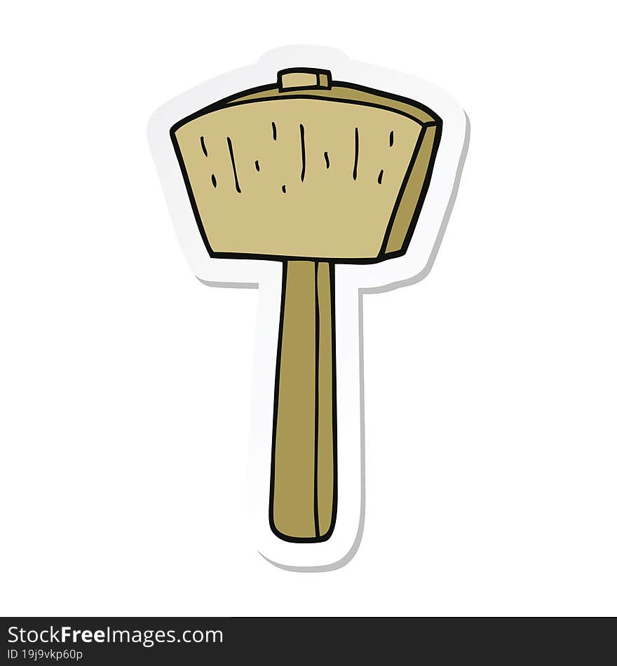 sticker of a cartoon mallet