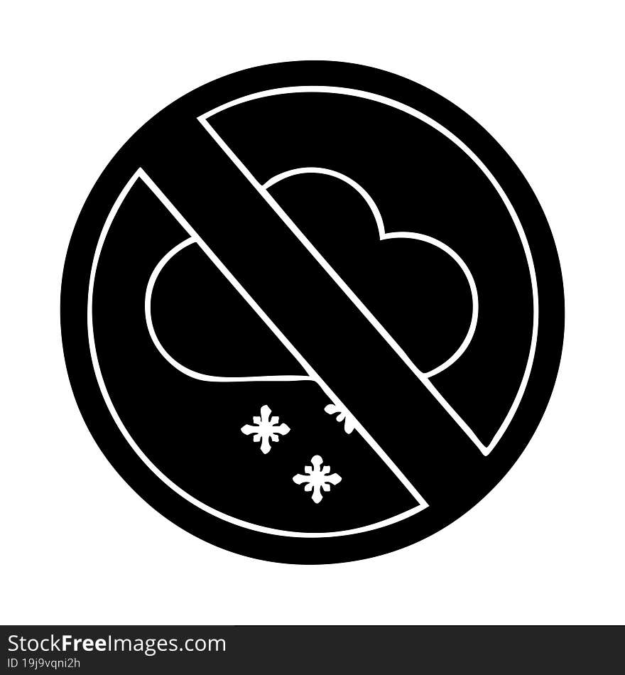 flat symbol of a no snow allowed sign