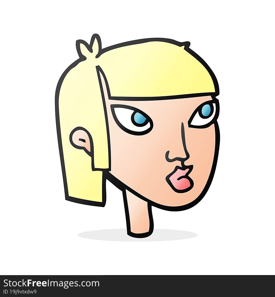 freehand drawn cartoon female face