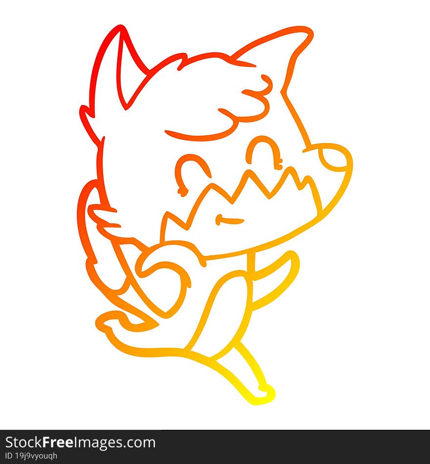 warm gradient line drawing cartoon friendly fox