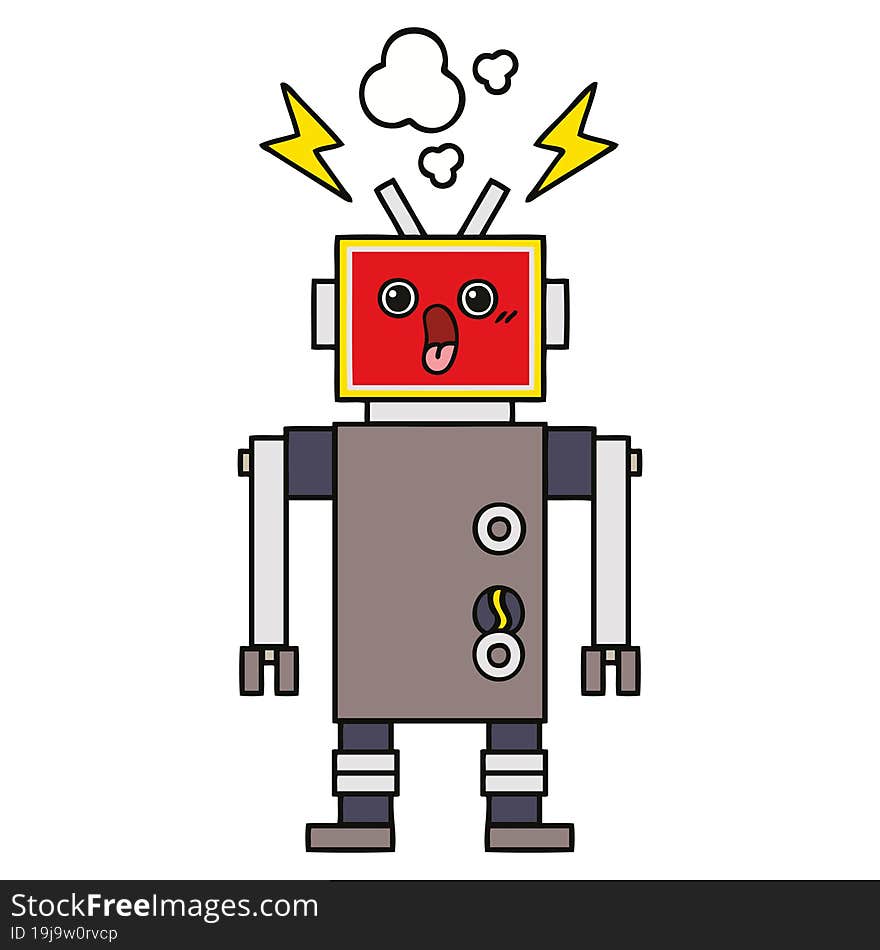 cute cartoon of a robot malfunction