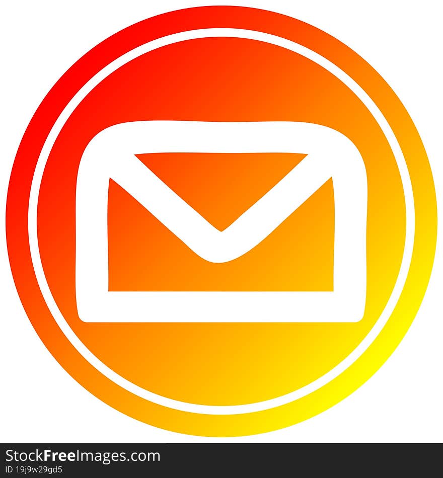 envelope letter circular icon with warm gradient finish. envelope letter circular icon with warm gradient finish