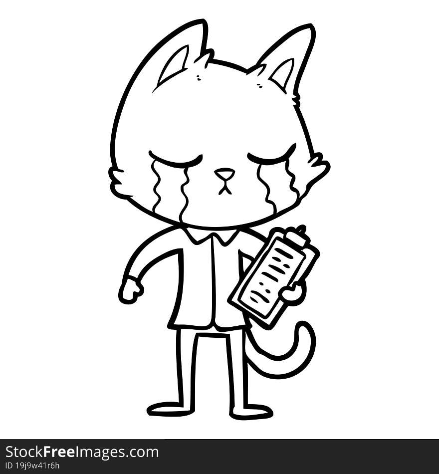 crying cartoon business cat. crying cartoon business cat