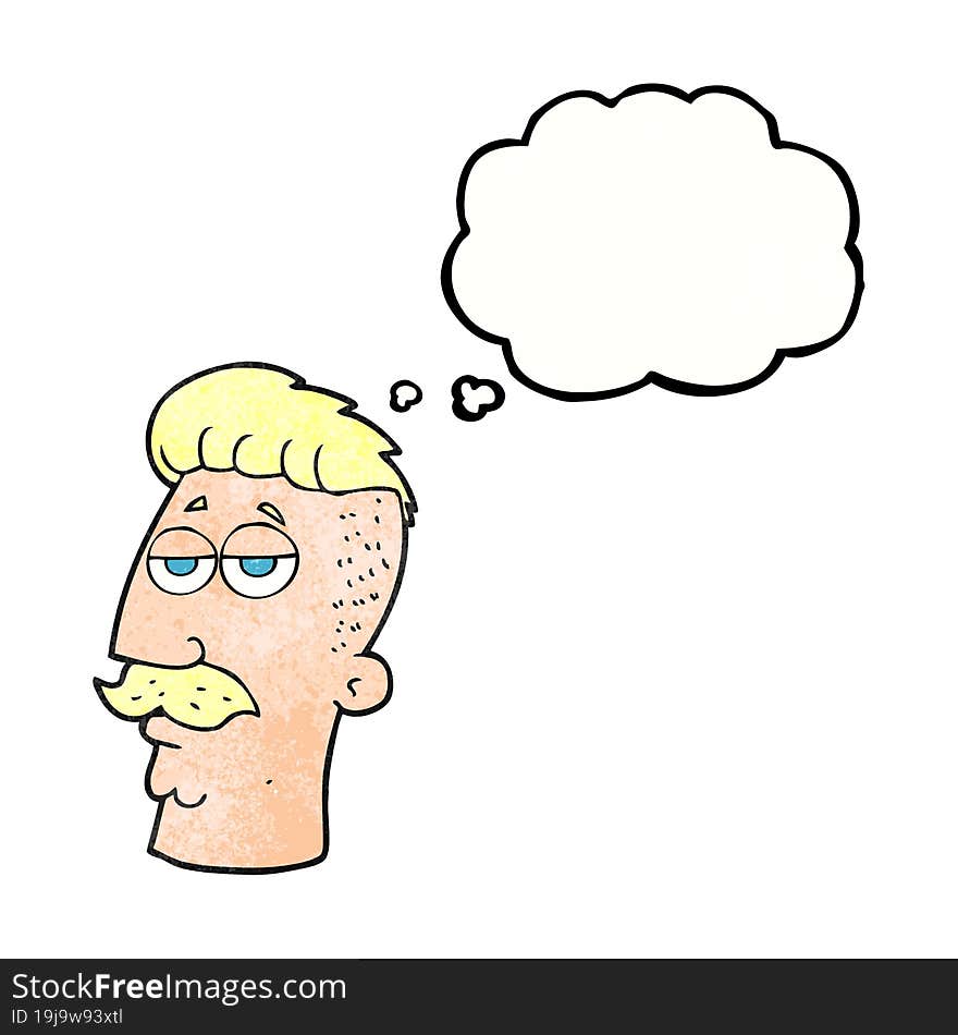 Thought Bubble Textured Cartoon Man With Hipster Hair Cut