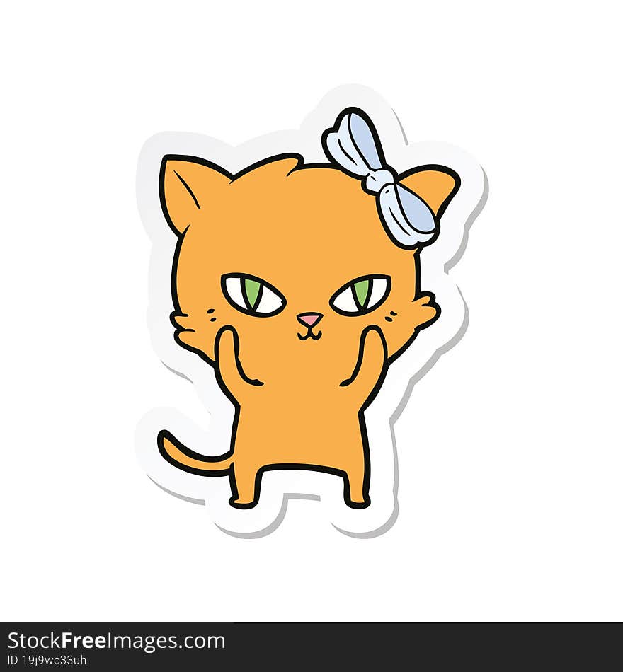 sticker of a cute cartoon cat