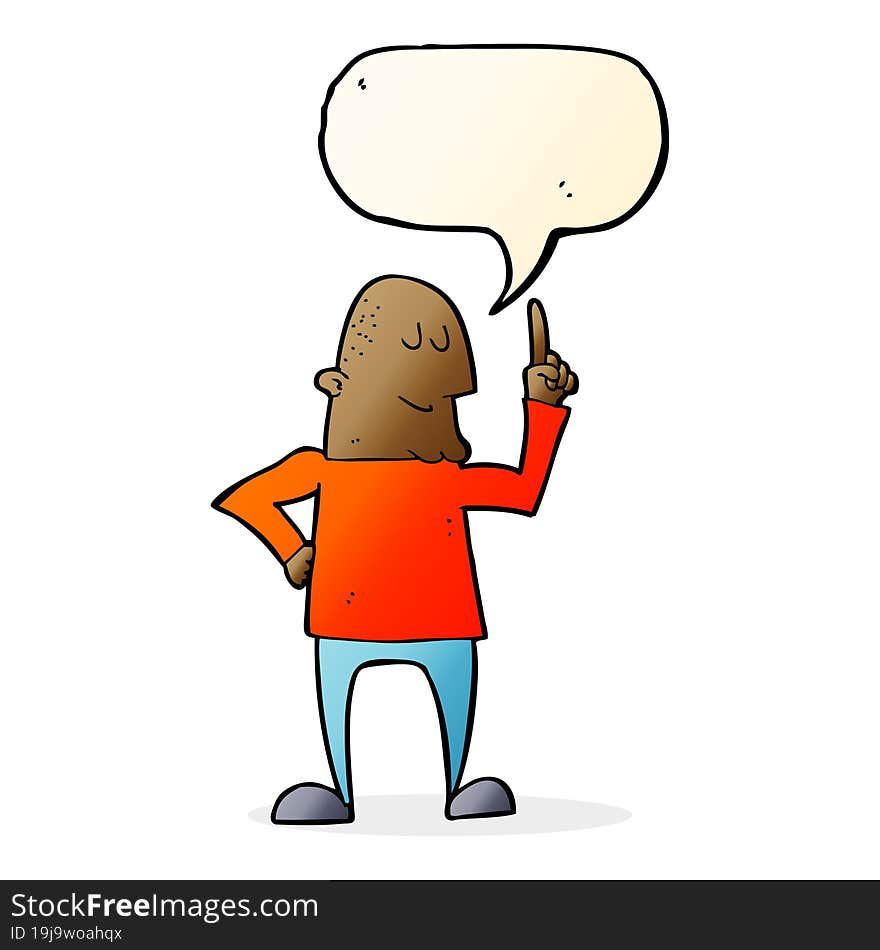 Cartoon Man Pointing Finger With Speech Bubble