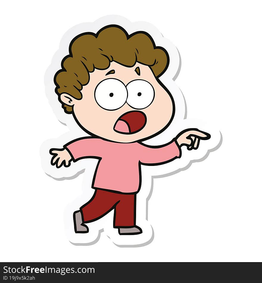 Sticker Of A Cartoon Man Gasping In Surprise