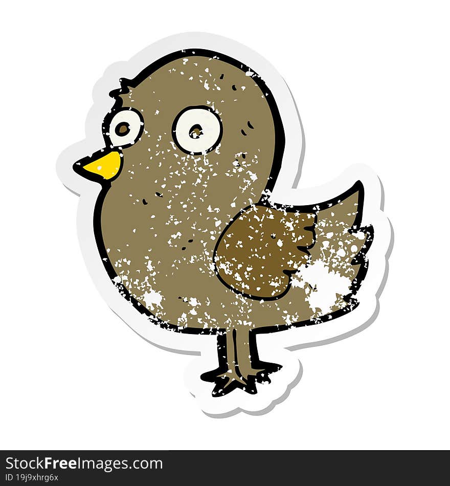 distressed sticker of a cartoon bird