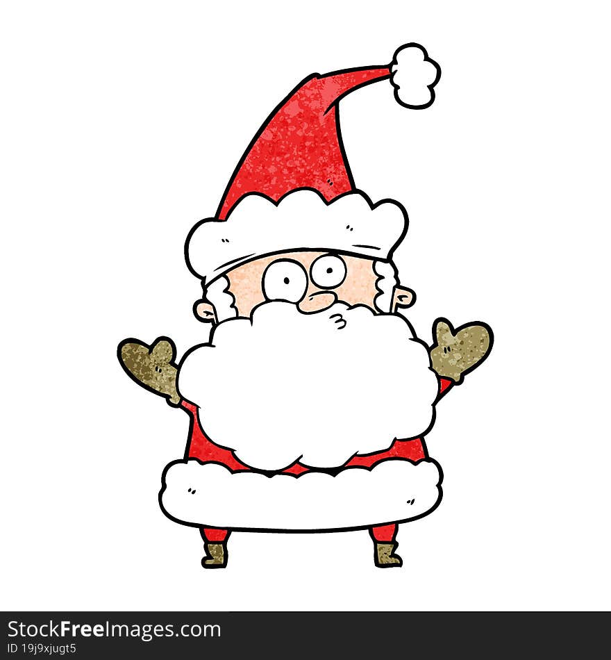 cartoon confused santa claus shurgging shoulders. cartoon confused santa claus shurgging shoulders