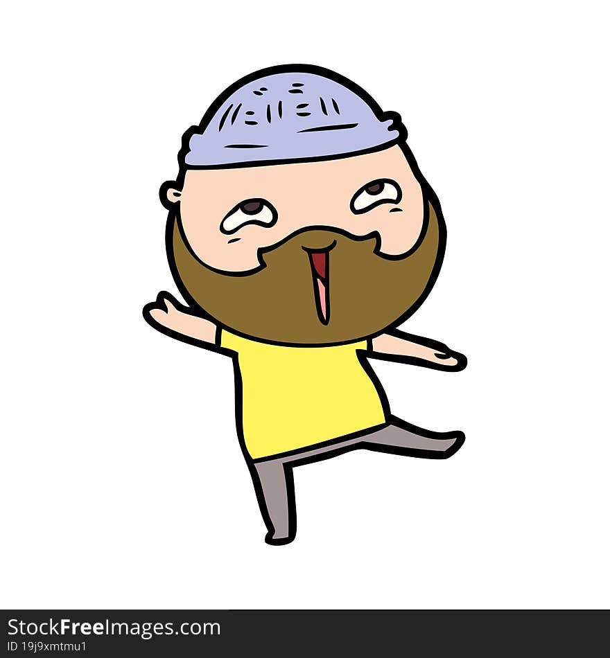 cartoon happy bearded man. cartoon happy bearded man