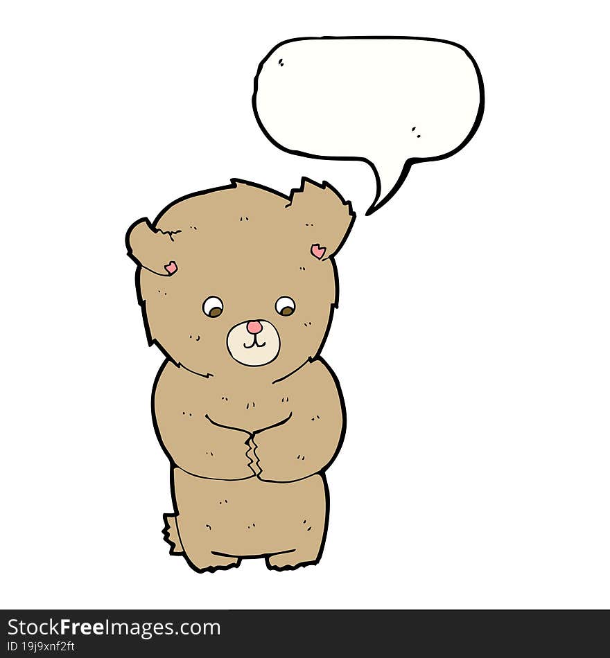 Cute Cartoon Teddy Bear With Speech Bubble