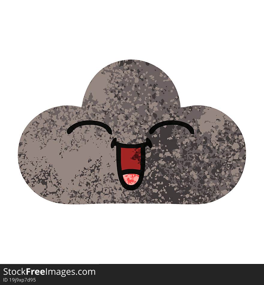 retro illustration style cartoon storm cloud