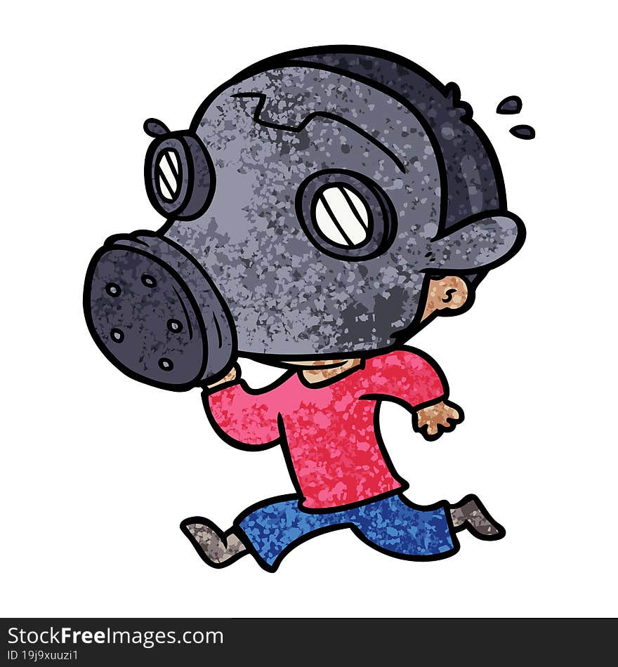 cartoon man wearing gas mask. cartoon man wearing gas mask