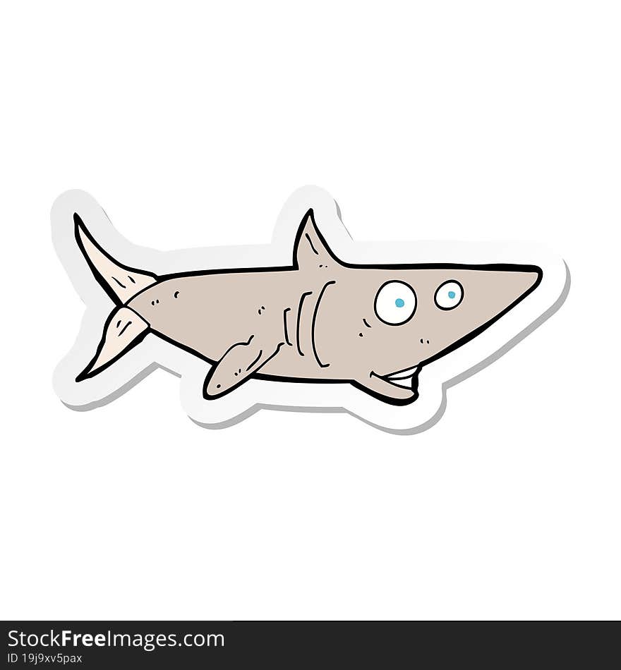 sticker of a cartoon happy shark