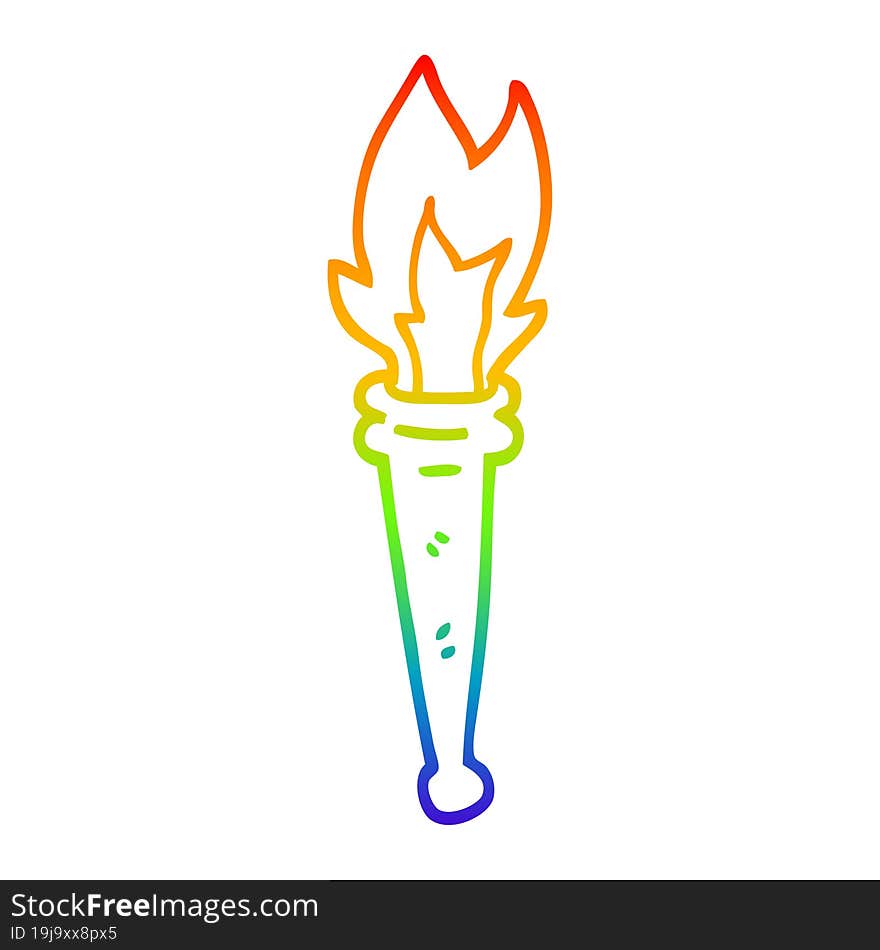 rainbow gradient line drawing cartoon sports torch