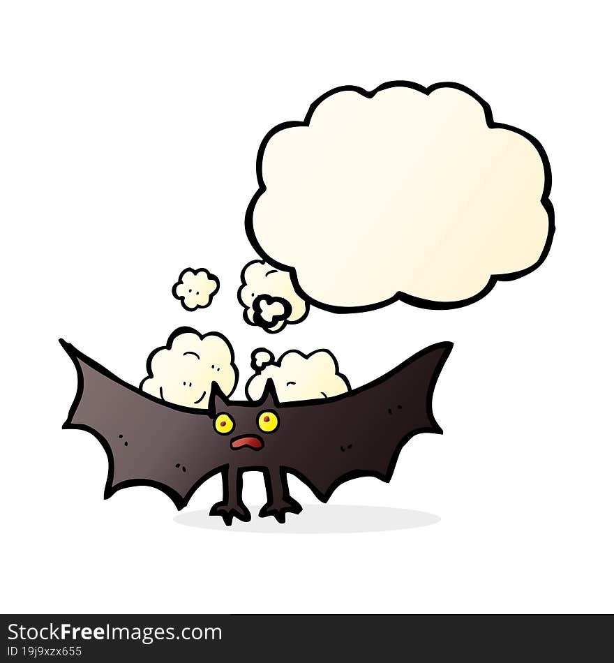 cartoon bat with thought bubble