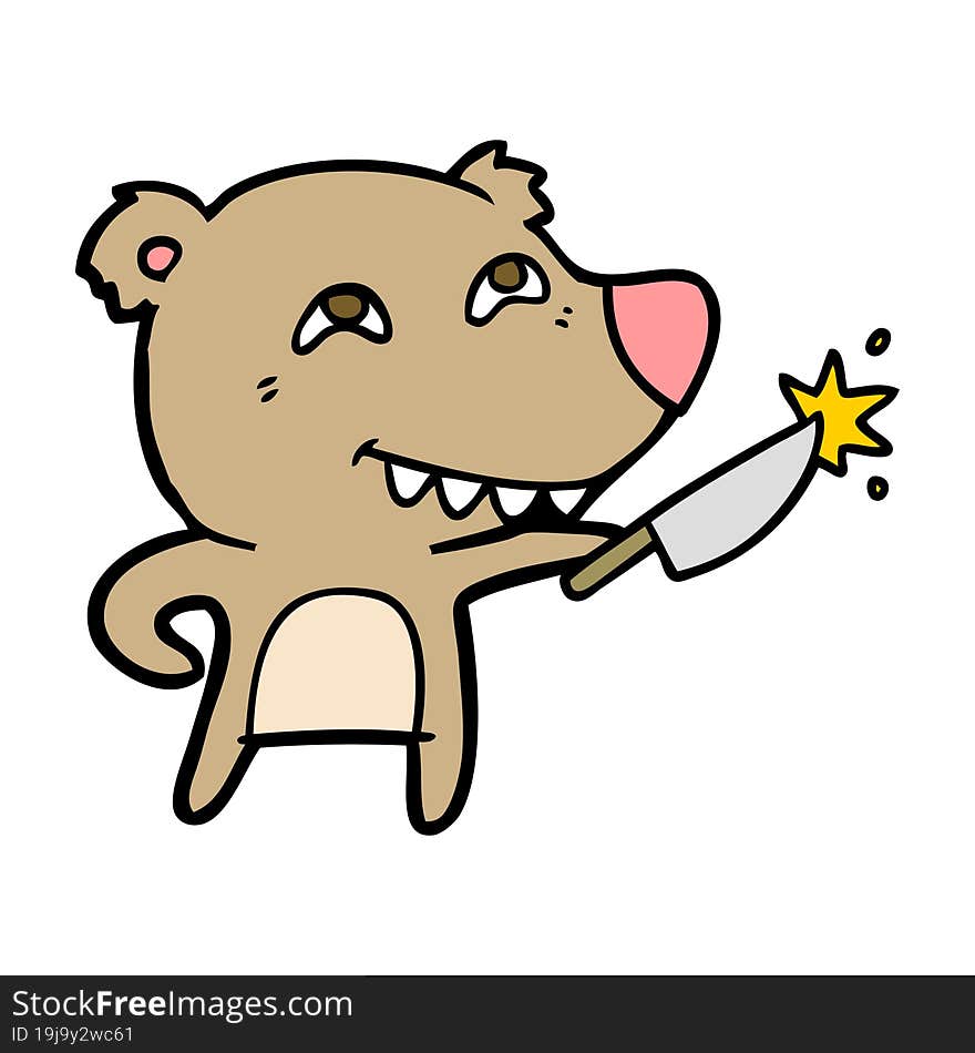 cartoon bear with sharp knife. cartoon bear with sharp knife