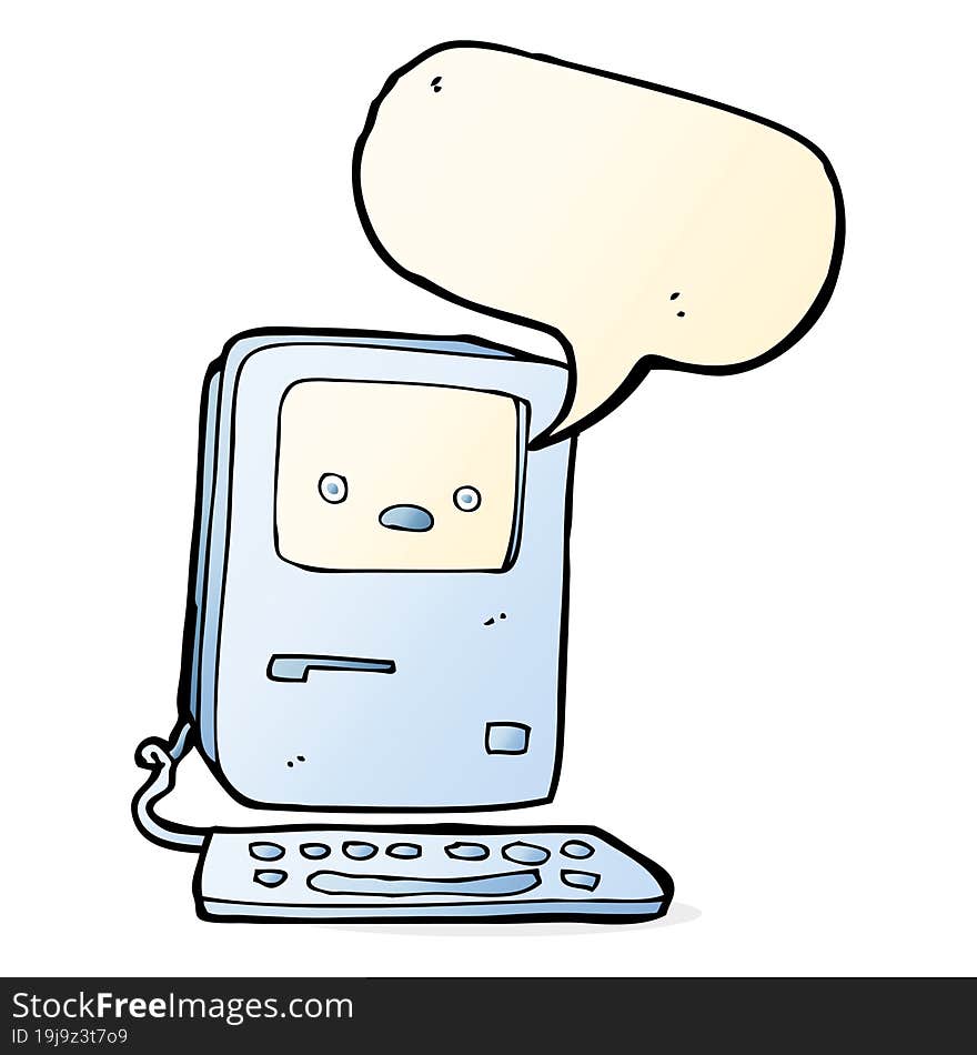 cartoon old computer with speech bubble