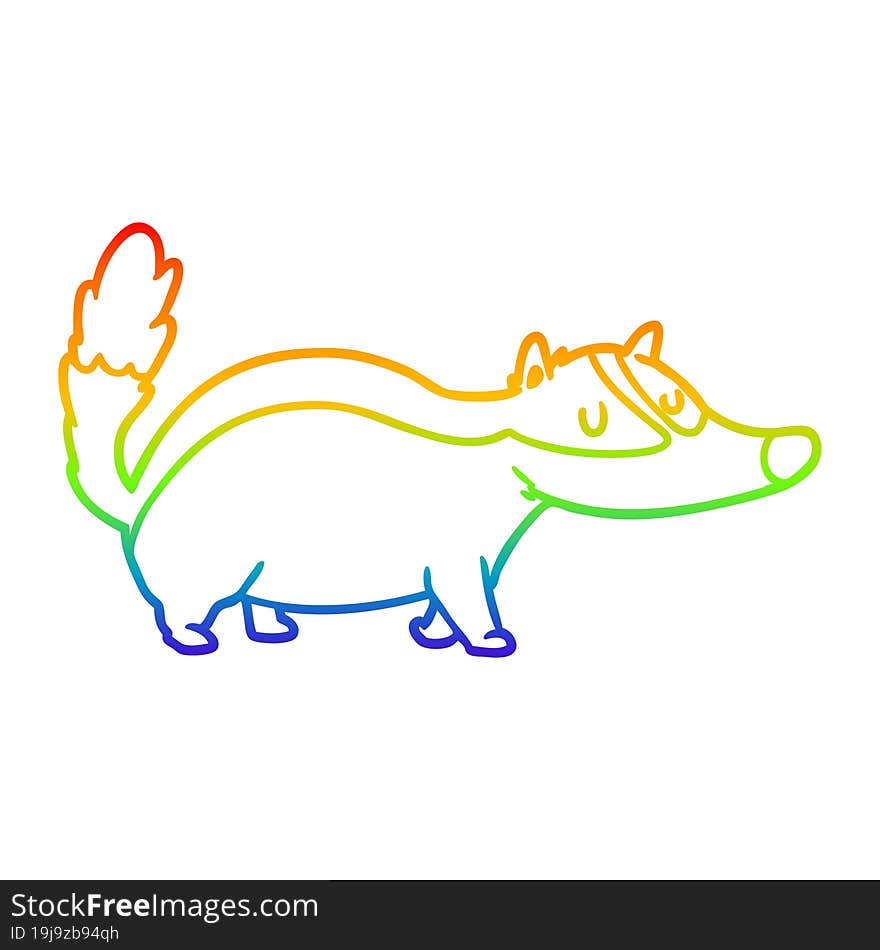 rainbow gradient line drawing cartoon badger