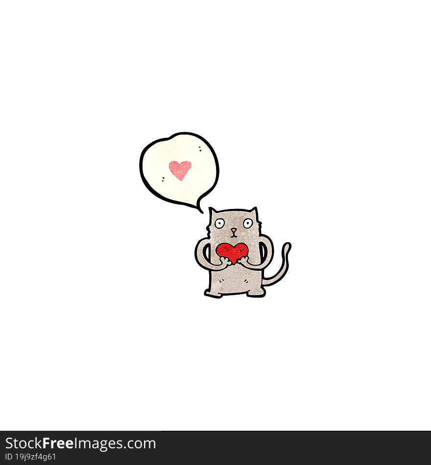 cartoon cat with love heart