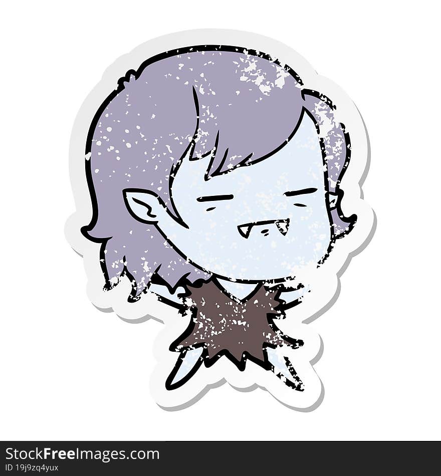 distressed sticker of a cartoon undead vampire girl