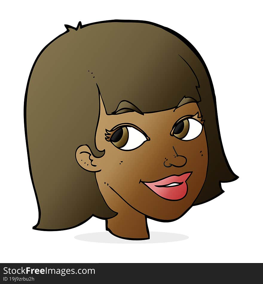 cartoon happy female face