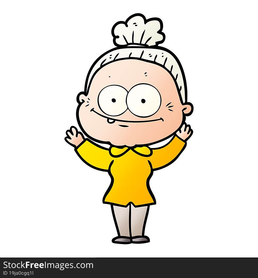 cartoon happy old woman. cartoon happy old woman