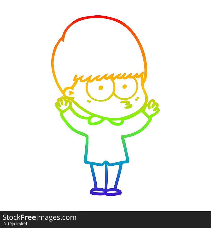 rainbow gradient line drawing nervous cartoon boy