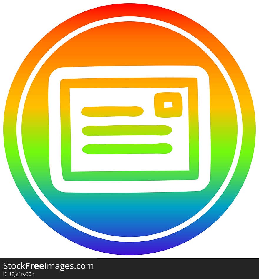 envelope letter circular in rainbow spectrum