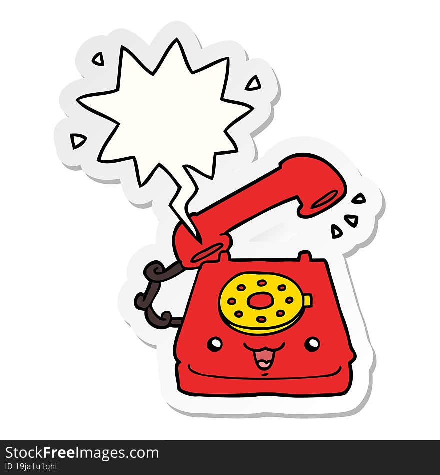 cute cartoon telephone and speech bubble sticker