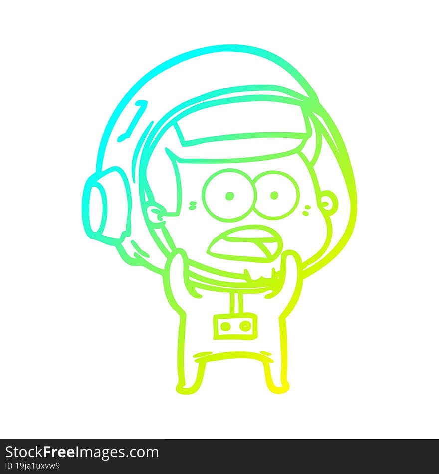 cold gradient line drawing cartoon surprised astronaut