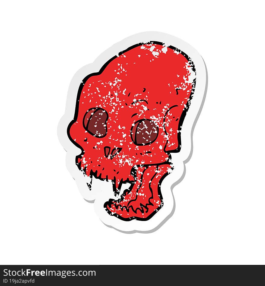 Retro Distressed Sticker Of A Cartoon Spooky Vampire Skull