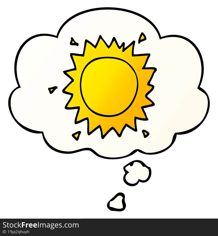 cartoon sun with thought bubble in smooth gradient style