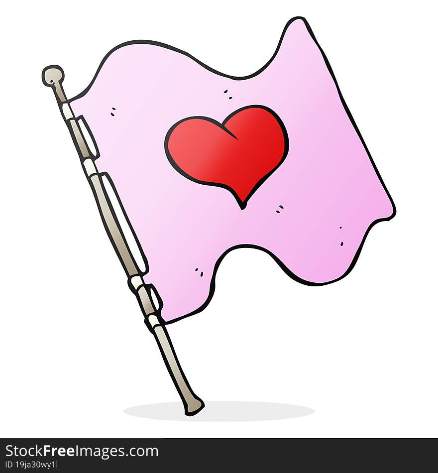 freehand drawn cartoon love heart flag