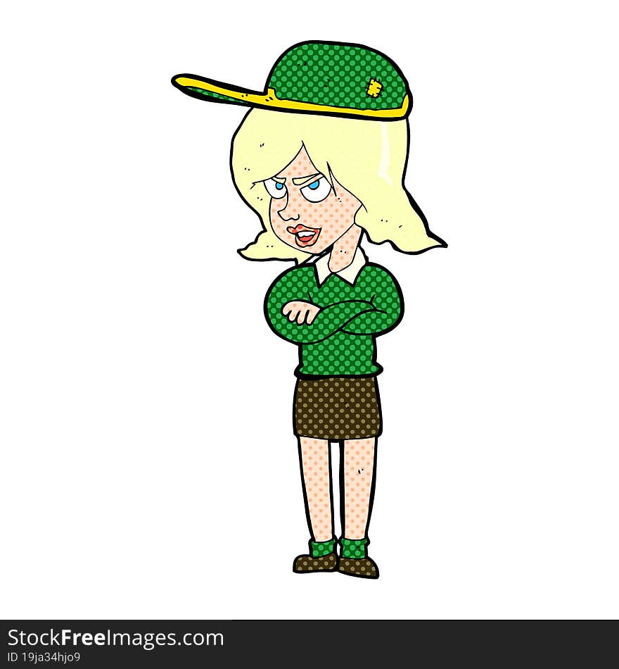 cartoon woman in uniform