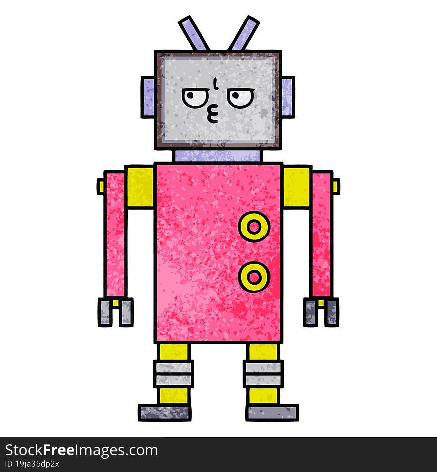 Retro Grunge Texture Cartoon Robot