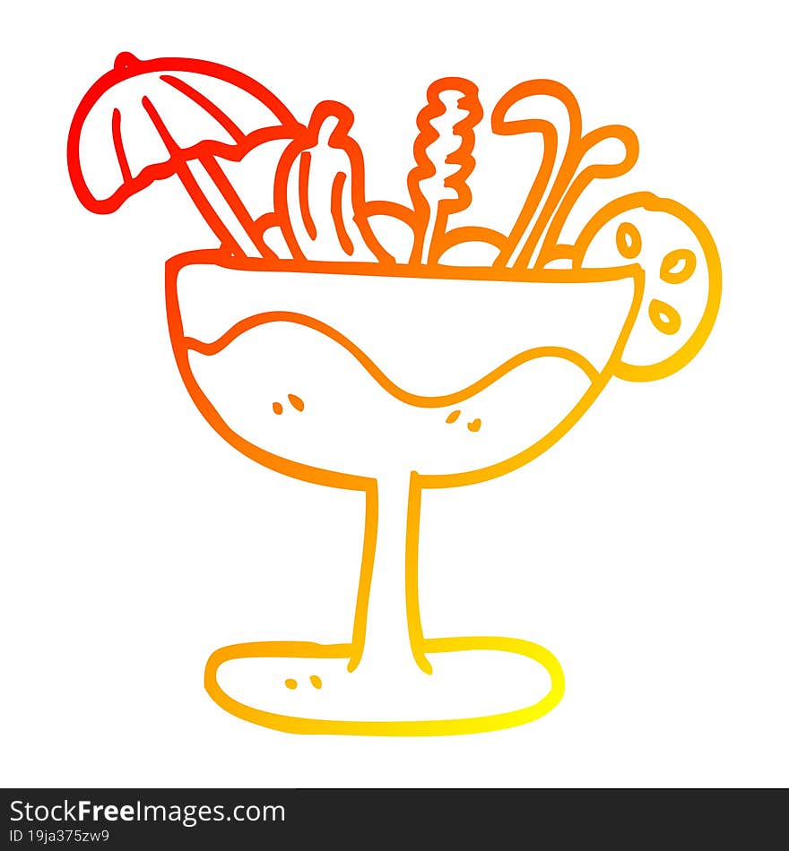 Warm Gradient Line Drawing Cartoon Tropical Cocktail