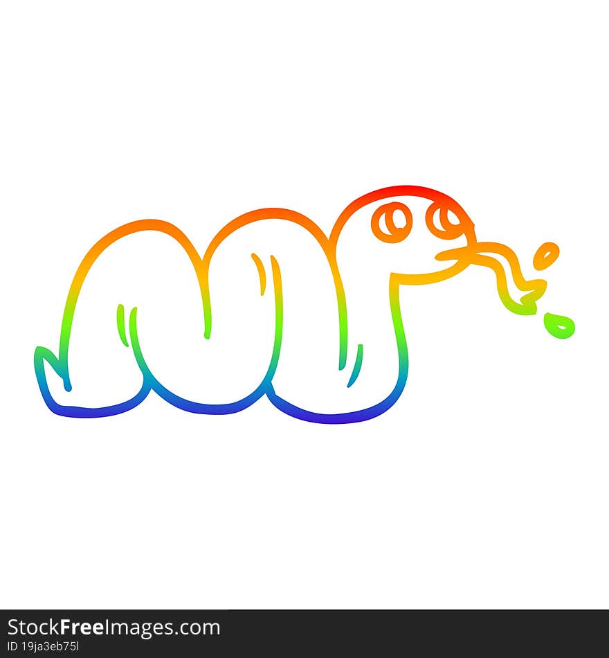 rainbow gradient line drawing cartoon snake