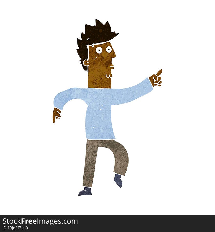 Cartoon Worried Man Pointing