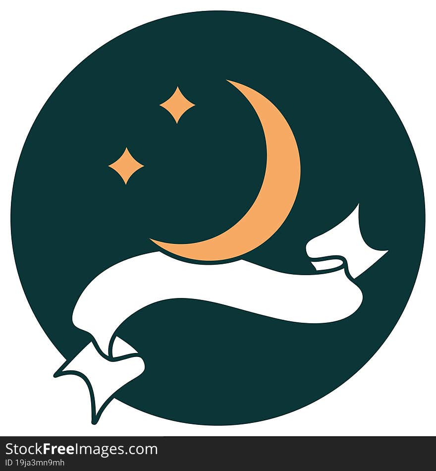 icon with banner of a moon and stars