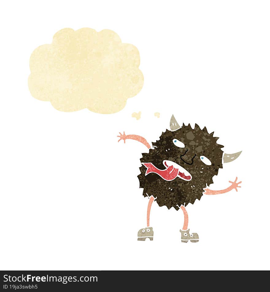 funny cartoon monster with thought bubble