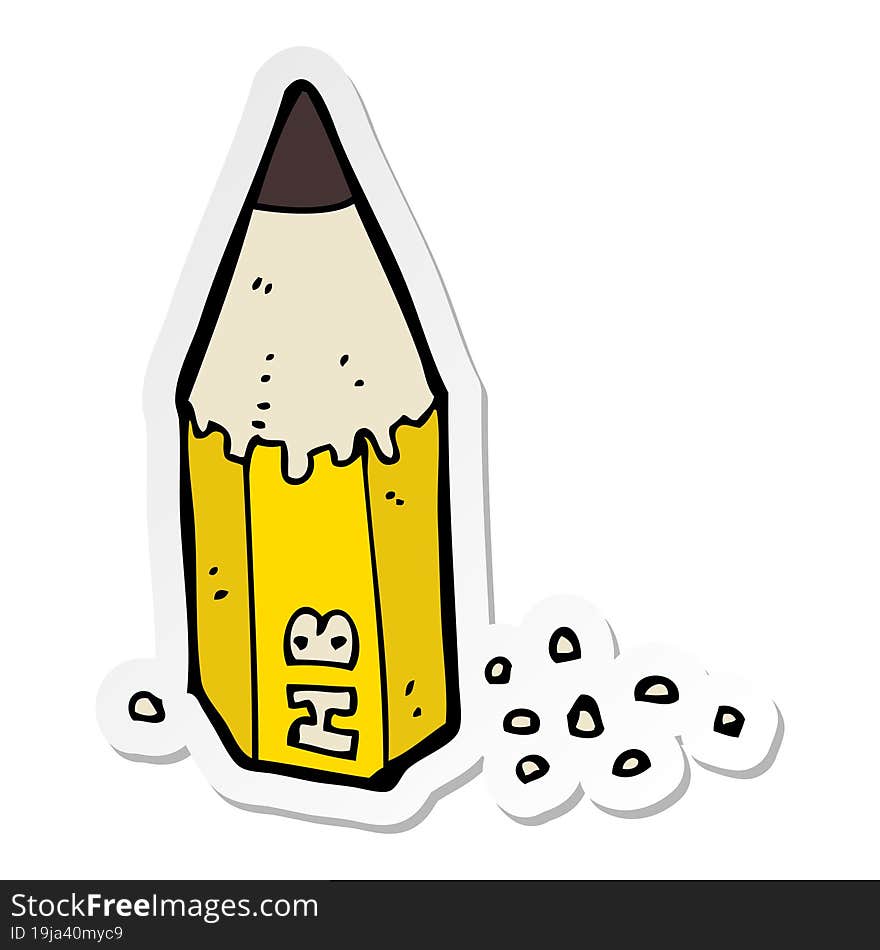 Sticker Of A Cartoon Pencil Stub