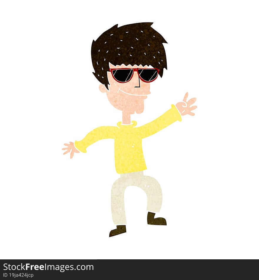 cartoon waving cool guy