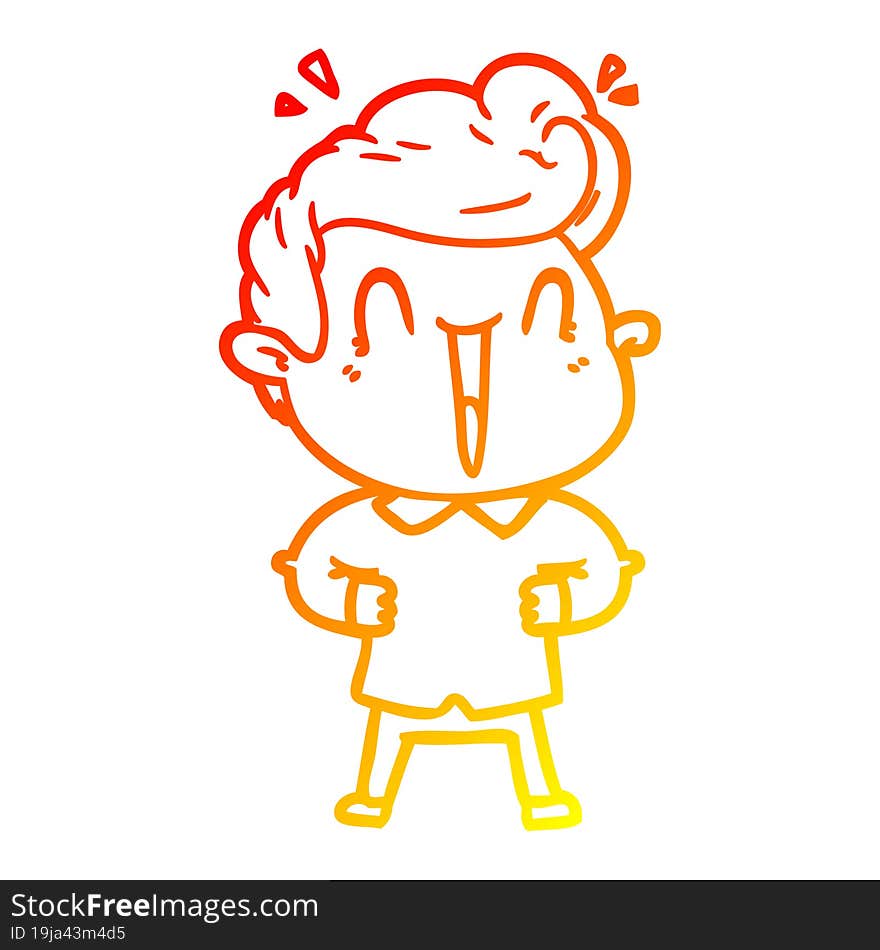 warm gradient line drawing cartoon excited man