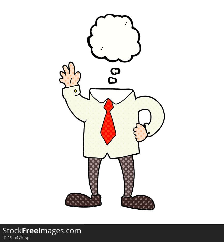 freehand drawn thought bubble cartoon headless businessman