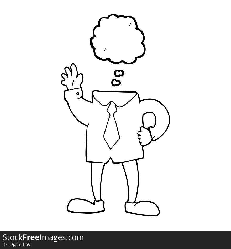 freehand drawn thought bubble cartoon headless businessman