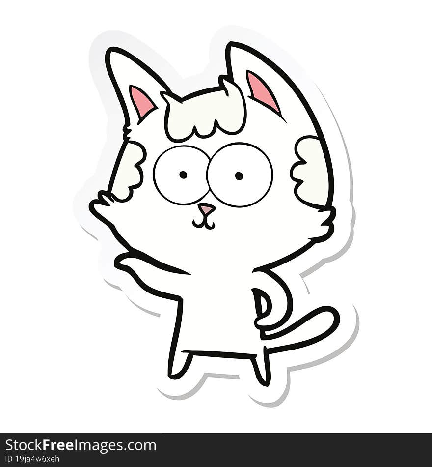 Sticker Of A Happy Cartoon Cat