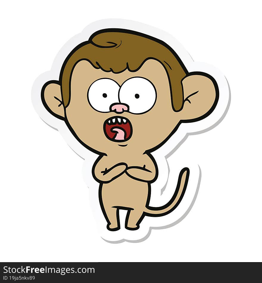 sticker of a cartoon shocked monkey