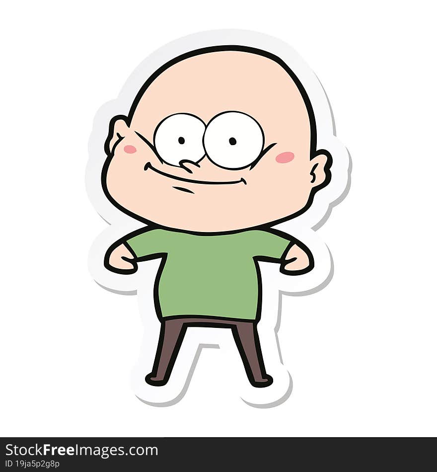 sticker of a cartoon bald man staring