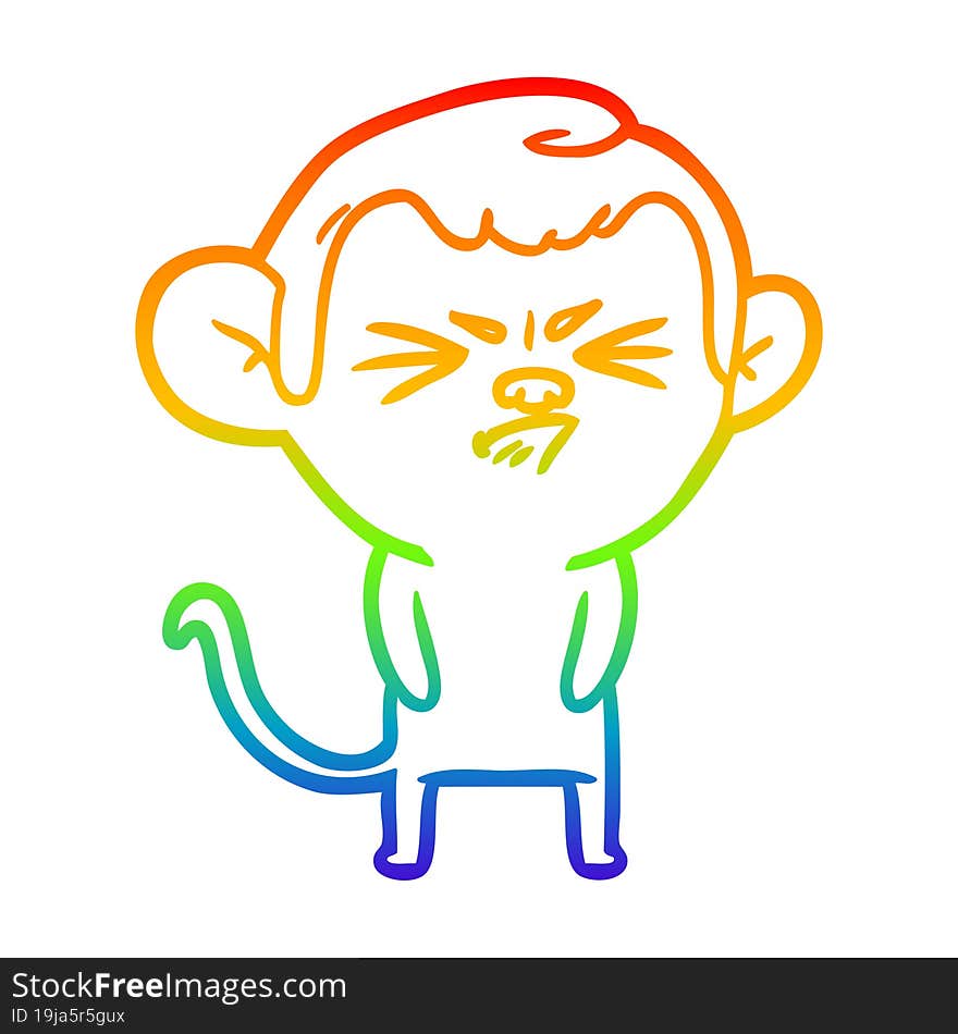 rainbow gradient line drawing cartoon annoyed monkey